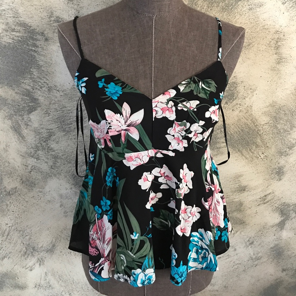 NWT Forever 21 Tropical Floral Print Cami Strap Top Small